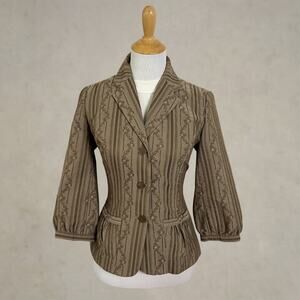Vintage Y2K JJill Olive Green Blazer XS Lace Up Corset Back Jacket